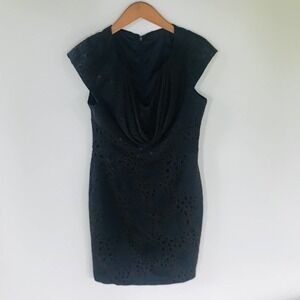 Maggy London sz 14 / L brown and black embossed floral sheath dress professional